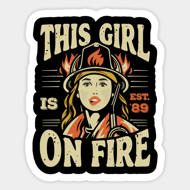 Fierce Firefighter Beauty Girl 89 Sticker by ArtMichalS